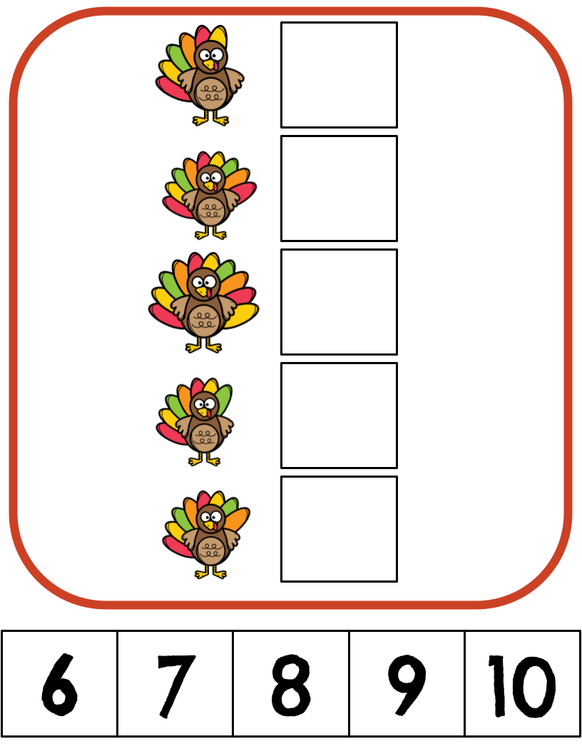 Counting Turkey Feathers File Folder