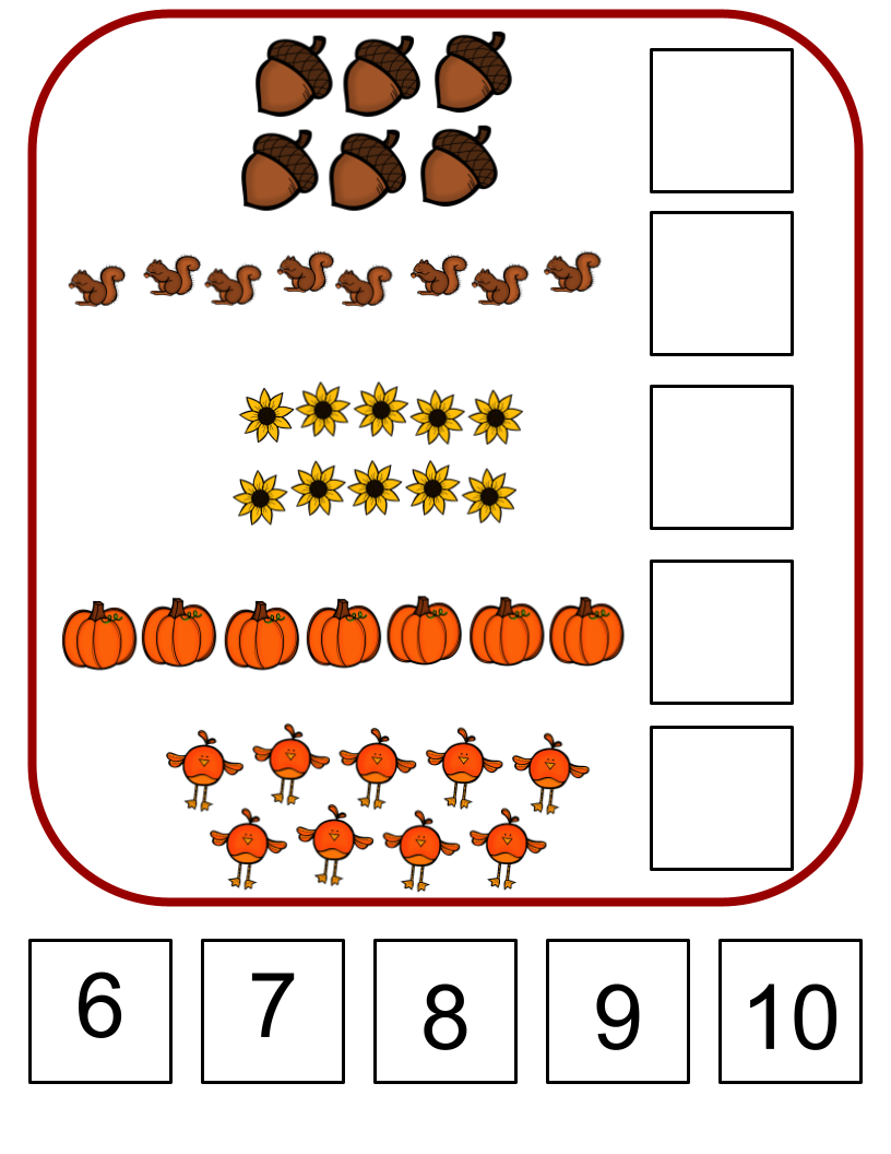 Fall Counting File Folder 1-10