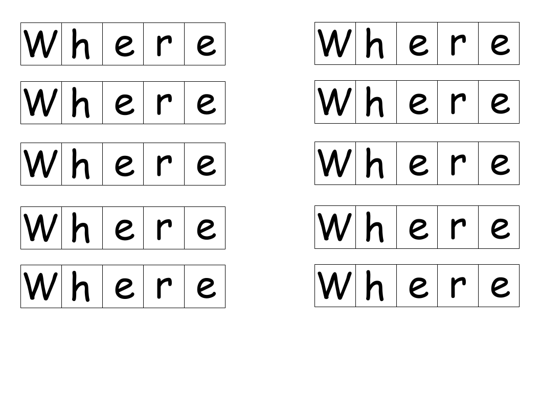Sight Word Booklet-Where