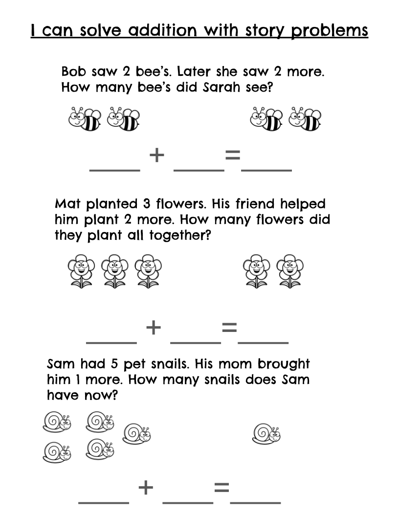 Spring Addition Story Problems