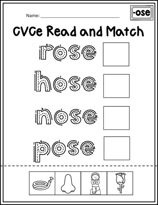 CVCe Trace and Match - all long vowels