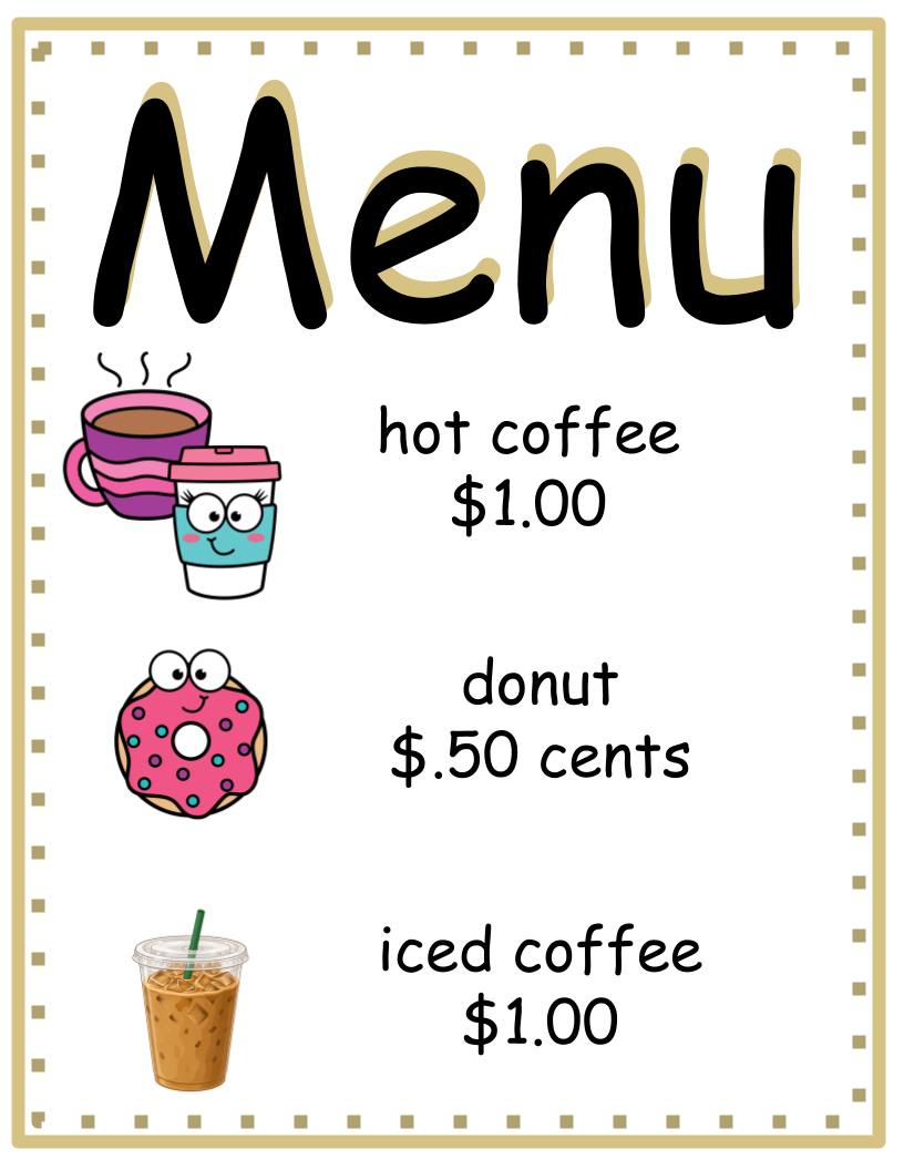 Coffee Shop - Dramatic Play Stand