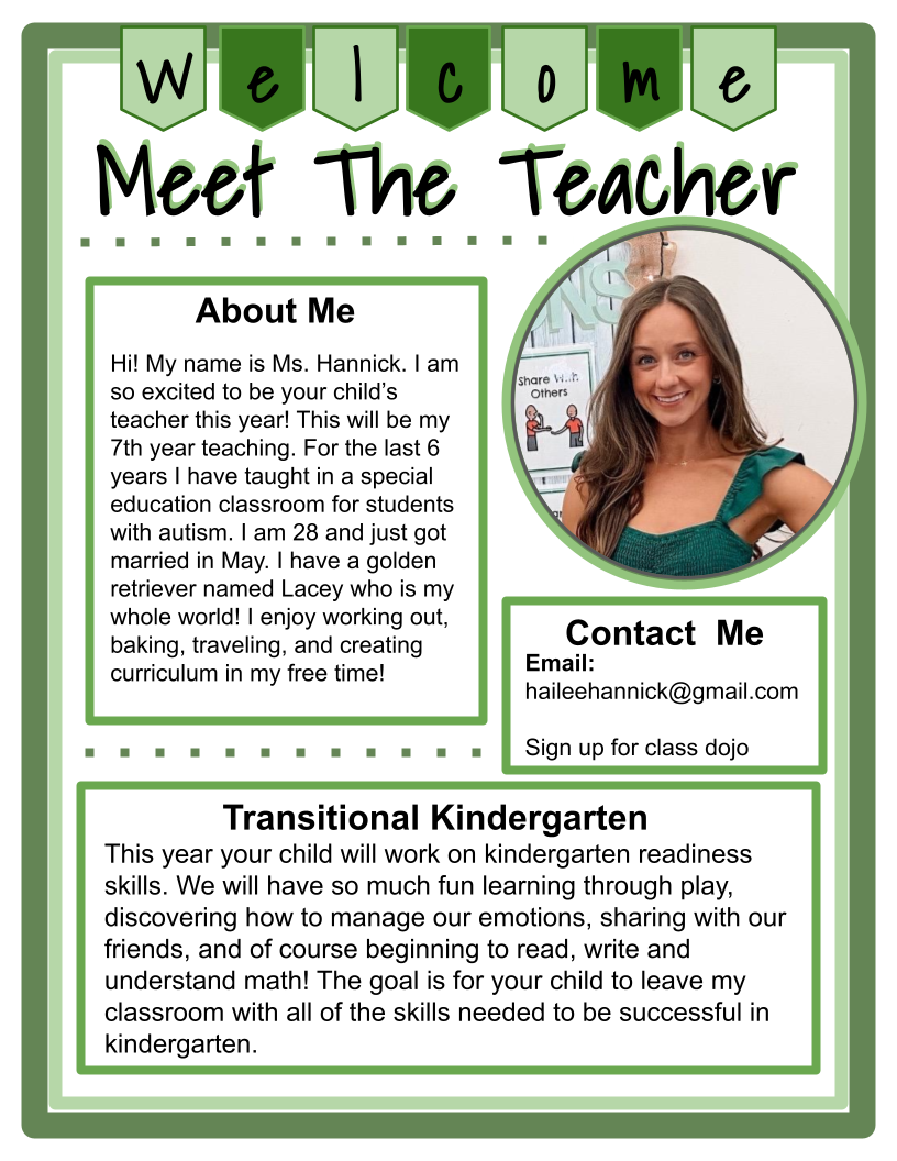 Meet The Teacher Template - see description for how to edit