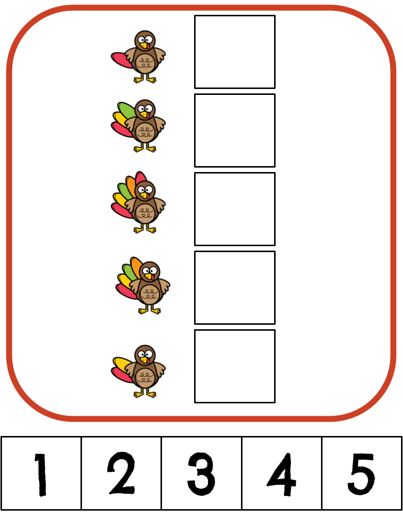 Counting Turkey Feathers File Folder