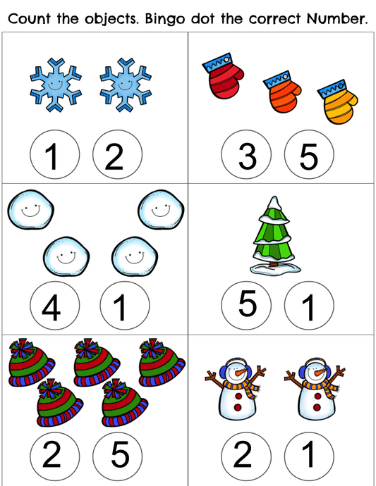 Winter Bingo Dot Counting