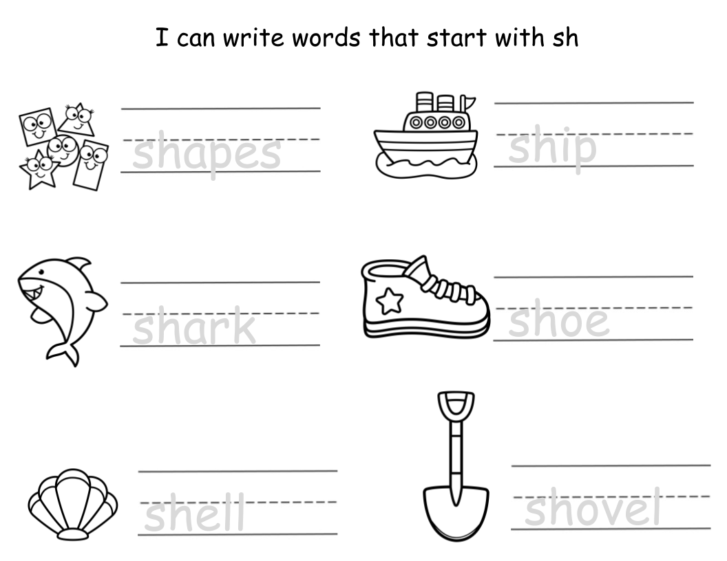 Digraph Visual Cards + writing sheets