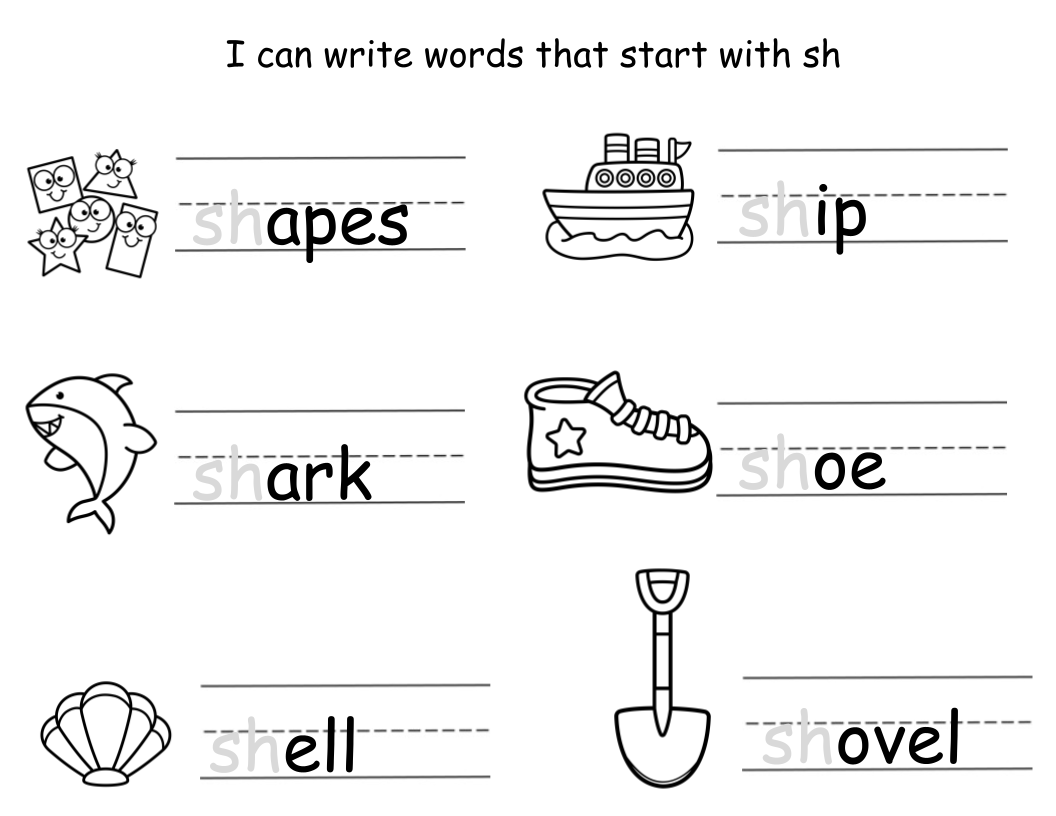 Digraph Visual Cards + writing sheets