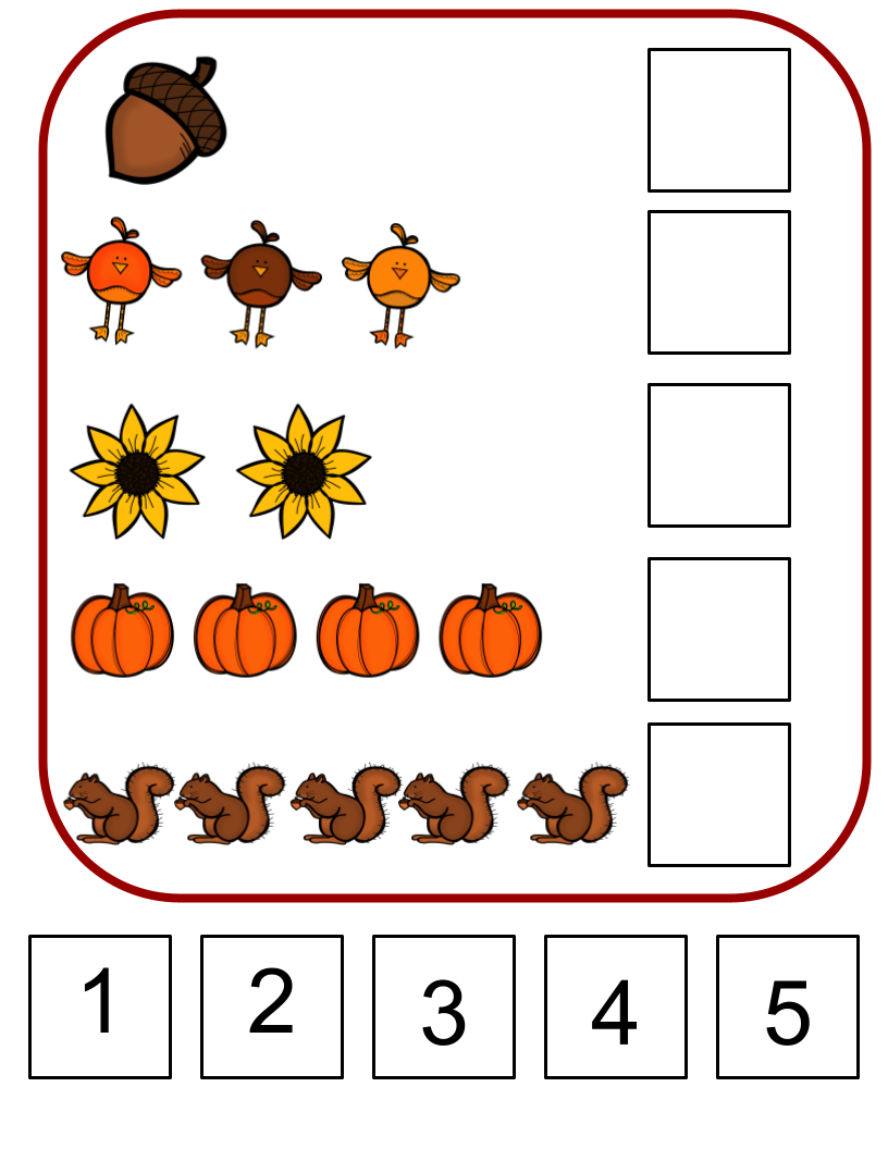 Fall Counting File Folder 1-10