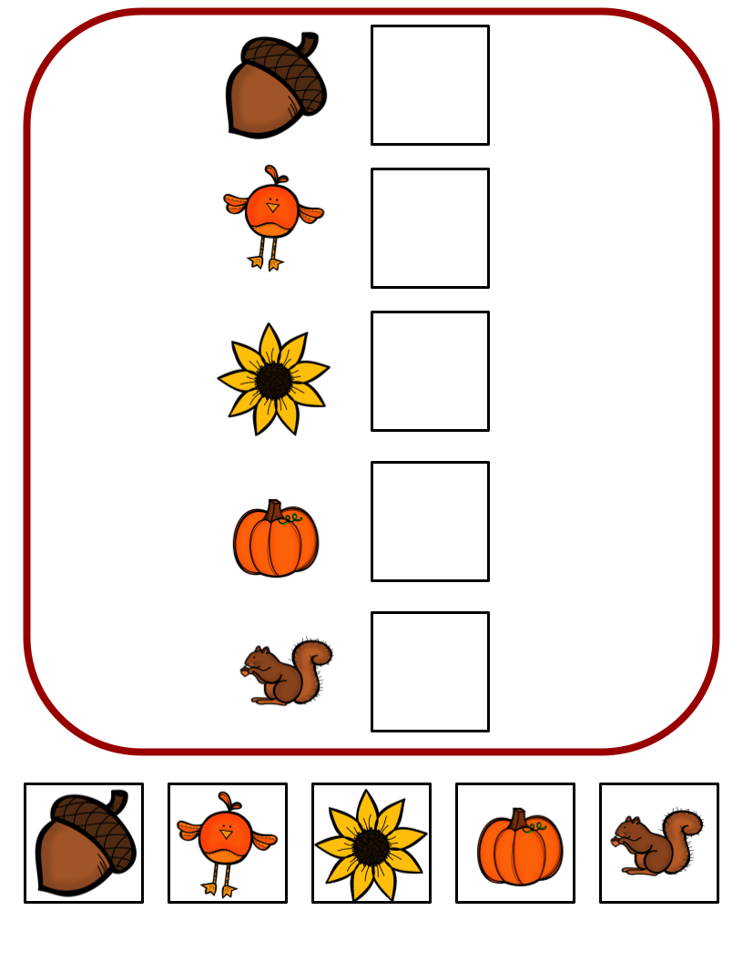 Fall File Folder - Matching