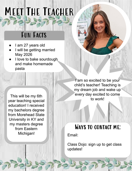 Meet The Teacher Template - see description for how to edit