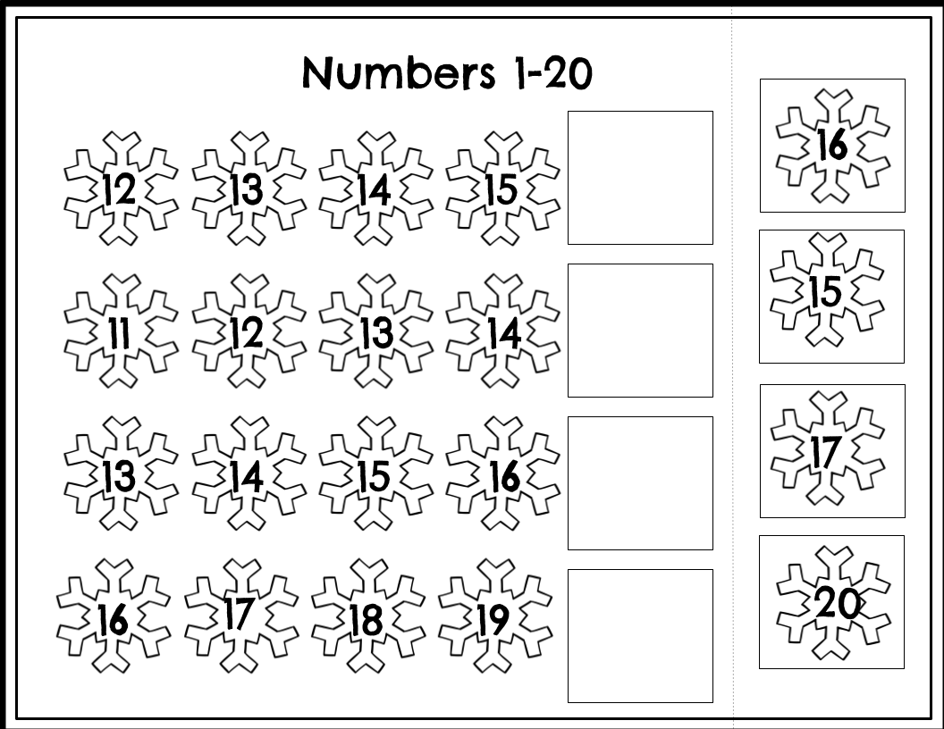 Winter Missing Number 1-20
