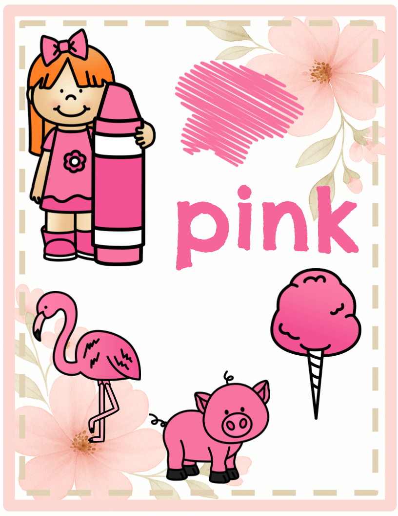 Pink Floral Color Posters