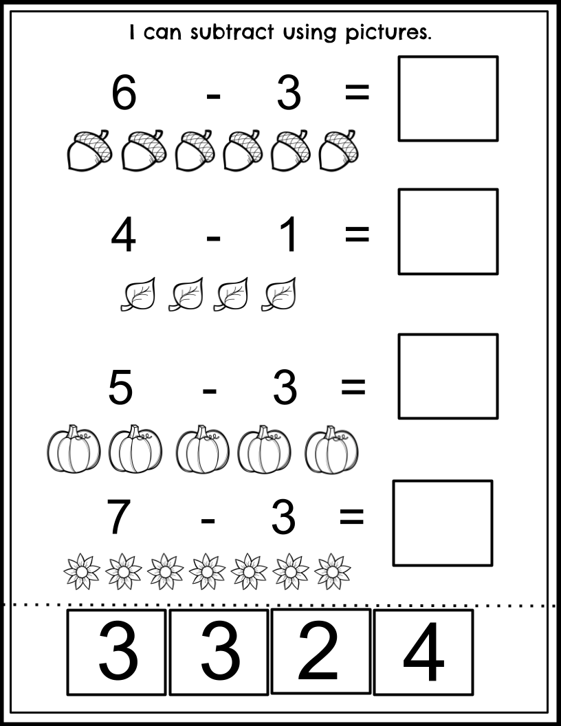 Fall Subtraction With Pictures