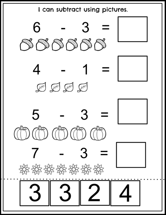Fall Subtraction With Pictures
