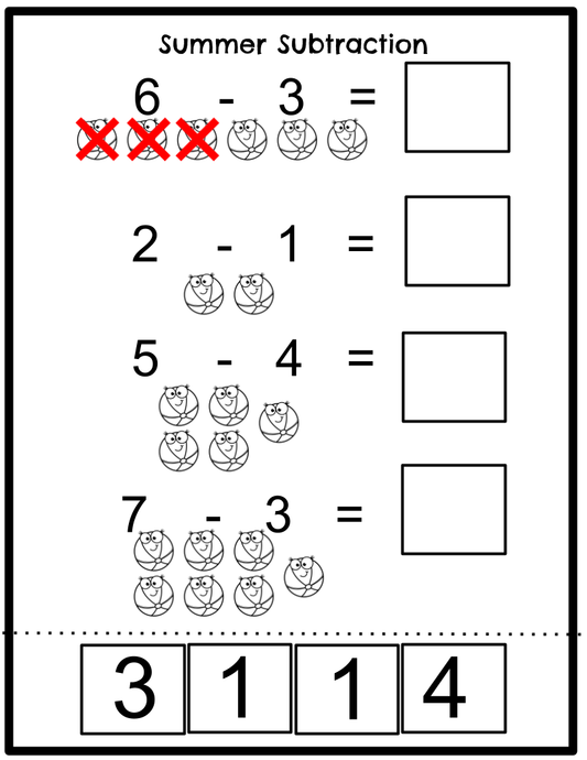Summer Subtraction Within 10