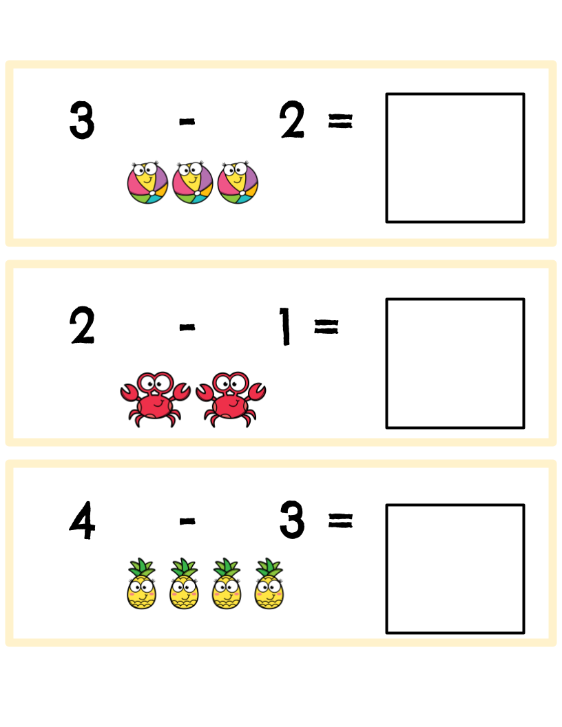 Summer Subtraction Strips