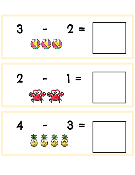Summer Subtraction Strips