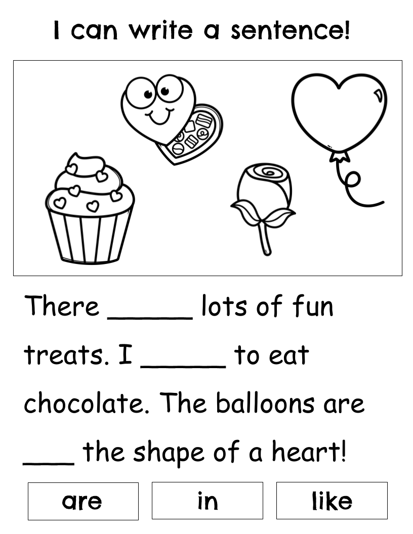 Valentine's Day Sentence Writing