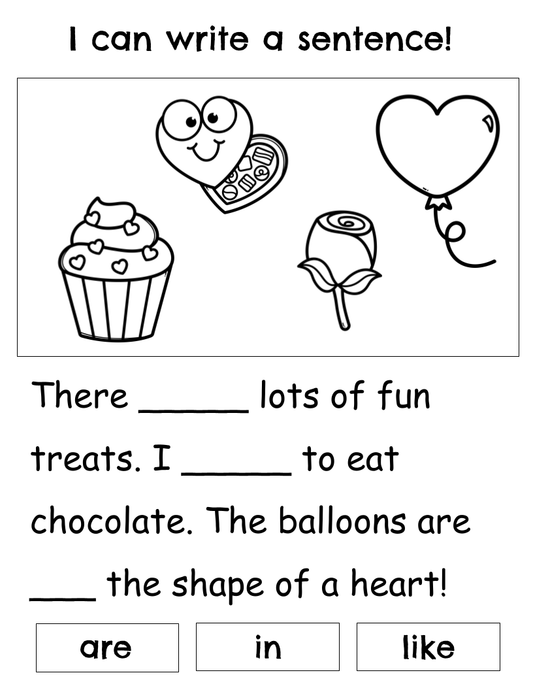 Valentine's Day Sentence Writing