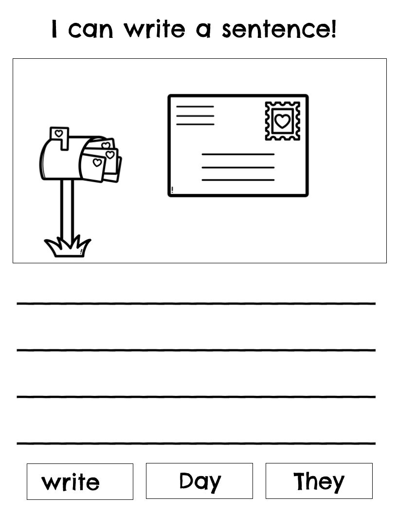 Valentine's Day Sentence Writing